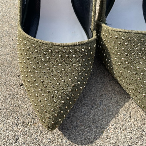 Alice + Olivia Dina Pumps in Green Kid Suede Gold Studded EU 36 US Size 6 - Picture 11 of 14